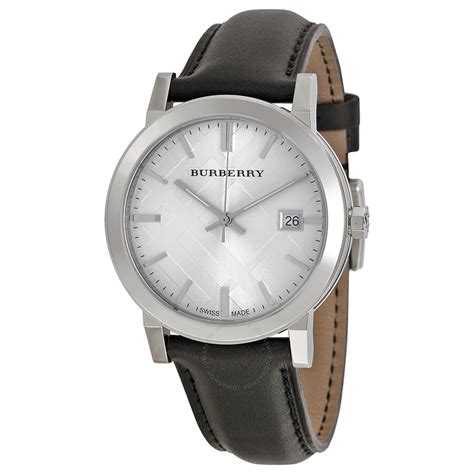 Burberry The City Silver Dial Brown Leather Strap Watch for Men